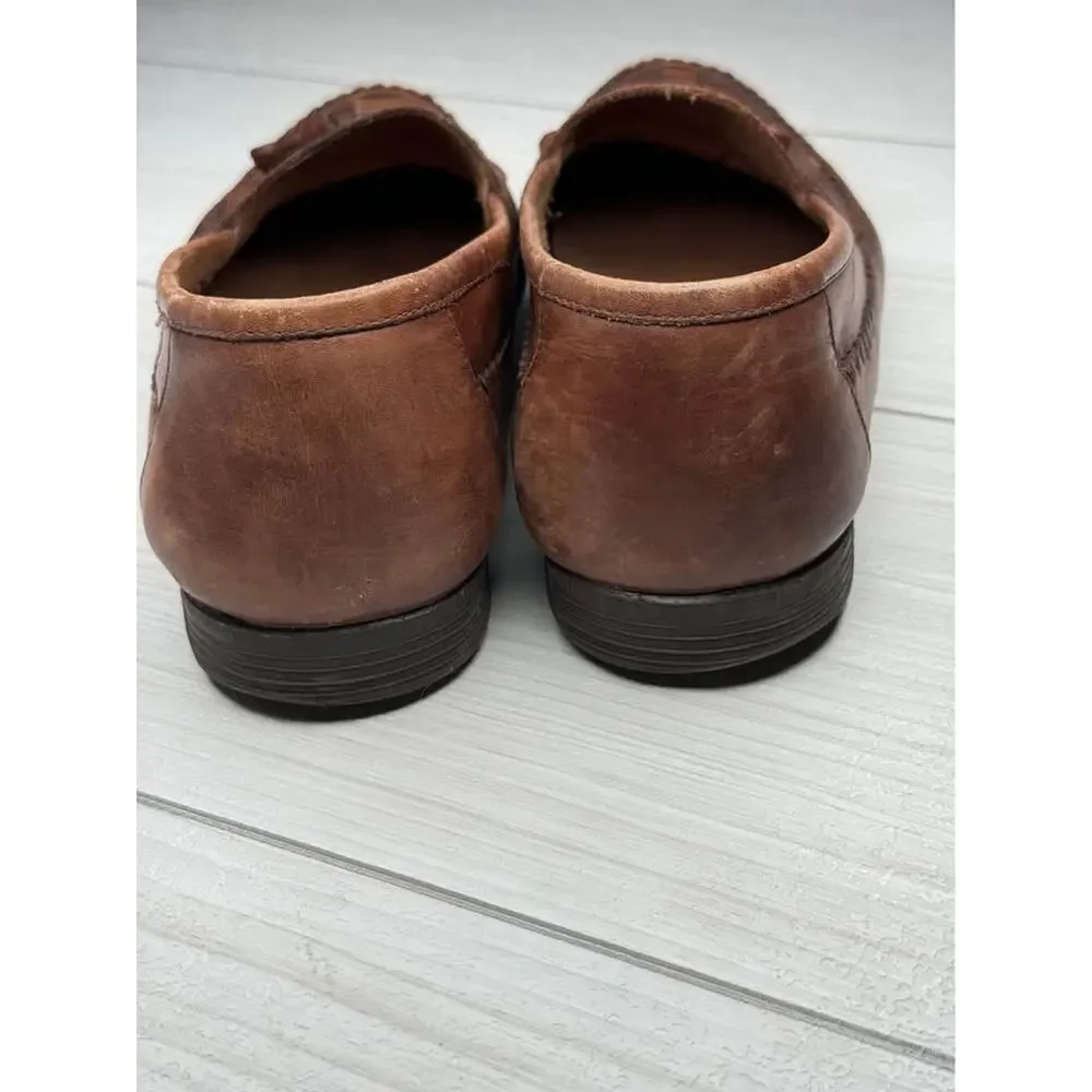 Earth Shoe Dale Mens 10 D Brown Woven Leather Kiltie Tassel Loafers‎ Old Money